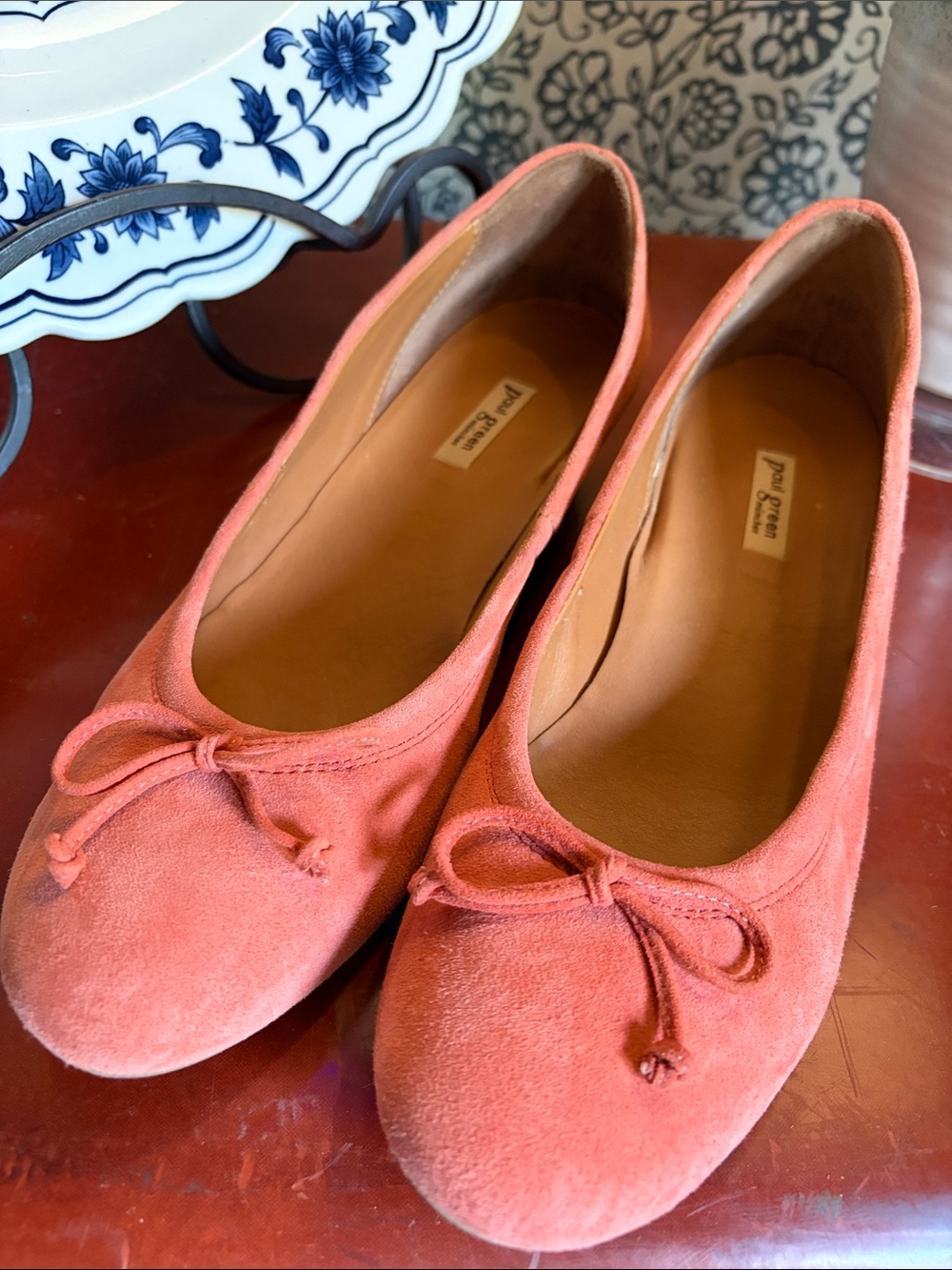 Paul Green Coral Suede Ballet Wedge Heel with Bow - Picture 2 of 8